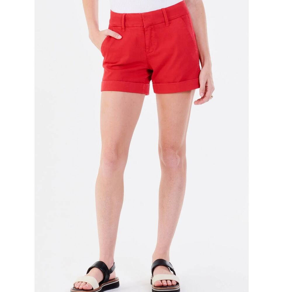 Dear John Finnegan Shorts Womens Red Cotton Blend Chino Pockets Cuffed Casual